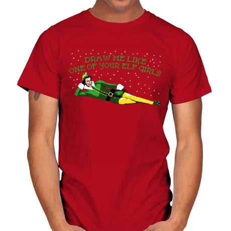 Draw me Elf - Mens T-Shirts RIPT Apparel Small / Red