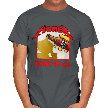Drink 'Em All - Mens T-Shirts RIPT Apparel Small / Charcoal