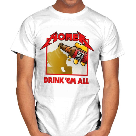 Drink 'Em All - Mens T-Shirts RIPT Apparel Small / White