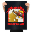 Drink 'Em All - Prints Posters RIPT Apparel 18x24 / Black