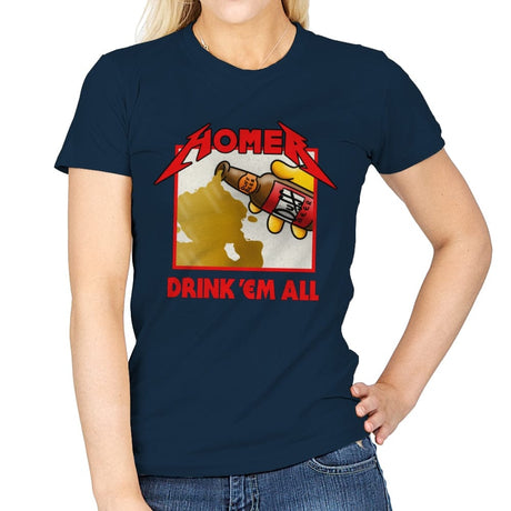 Drink 'Em All - Womens T-Shirts RIPT Apparel Small / Navy