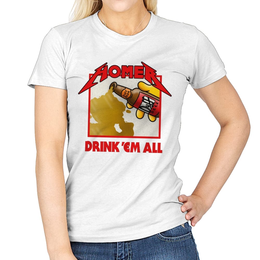 Drink 'Em All - Womens T-Shirts RIPT Apparel Small / White