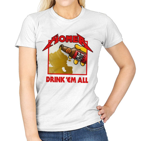 Drink 'Em All - Womens T-Shirts RIPT Apparel Small / White