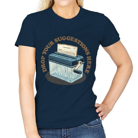 Drop your Suggestions Here - Womens T-Shirts RIPT Apparel Small / Navy