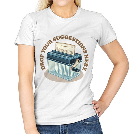 Drop your Suggestions Here - Womens T-Shirts RIPT Apparel Small / White