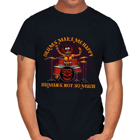 Drums Make Me Happy - Mens T-Shirts RIPT Apparel Small / Black