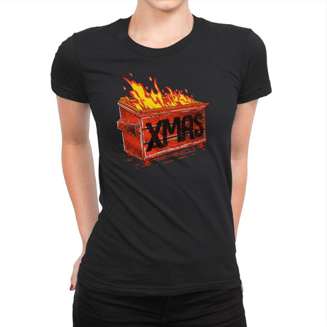 Dumpster Xmas - Womens Premium T-Shirts RIPT Apparel Small / Black