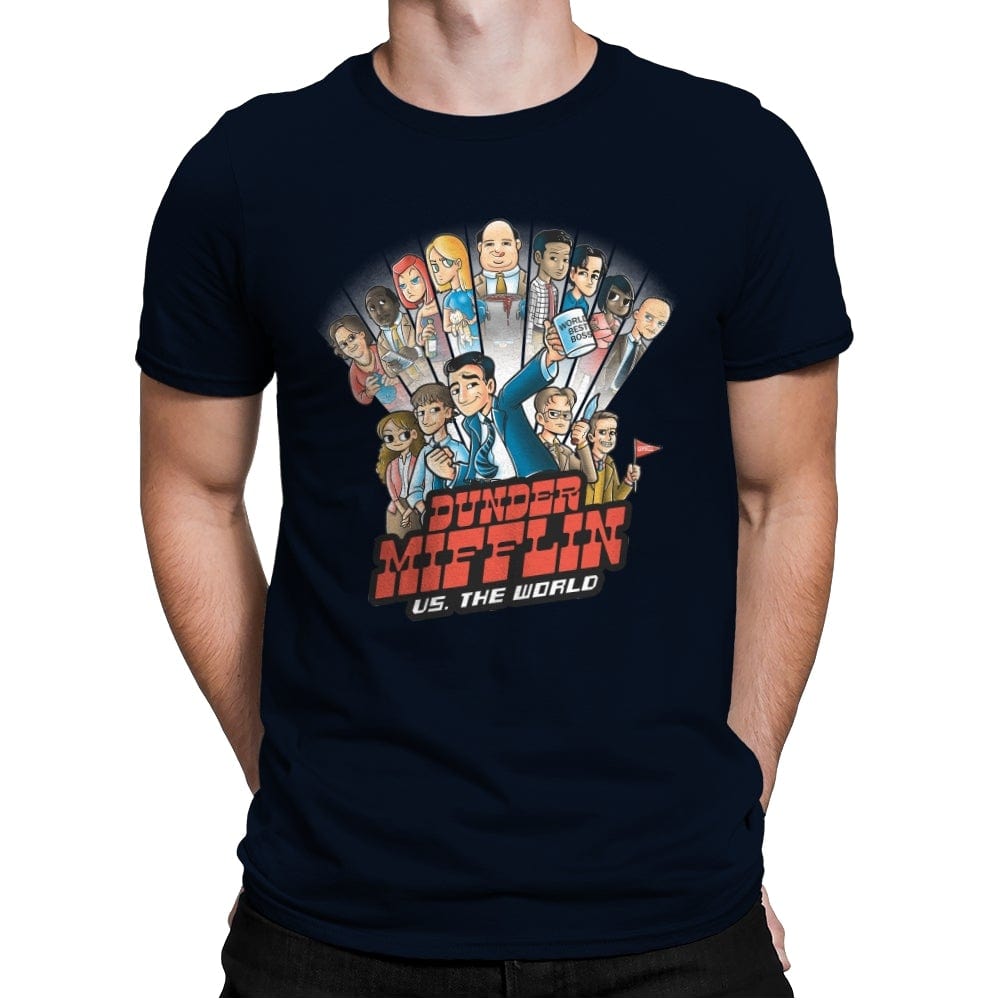 Dunder Mifflin vs The World - Mens Premium T-Shirts RIPT Apparel Small / Midnight Navy
