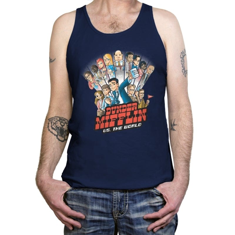 Dunder Mifflin vs The World - Tanktop Tanktop RIPT Apparel X-Small / Navy