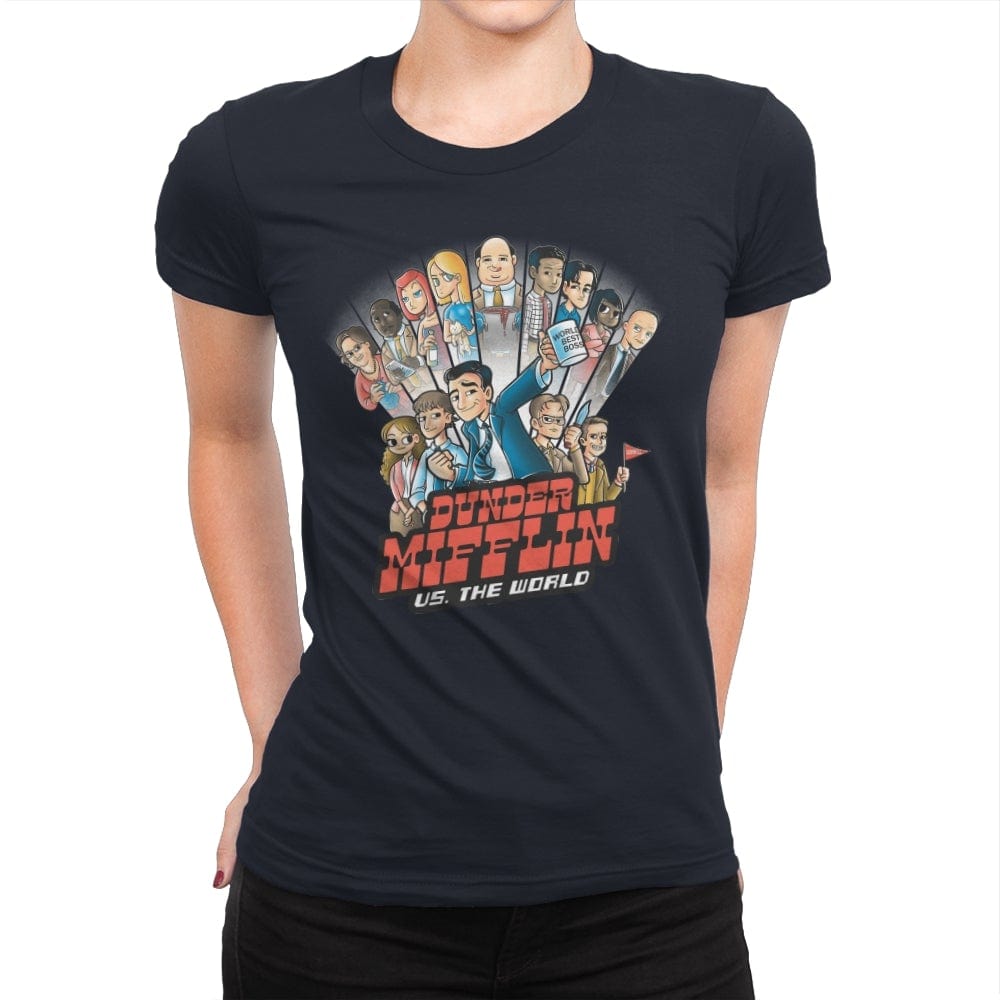 Dunder Mifflin vs The World - Womens Premium T-Shirts RIPT Apparel Small / Midnight Navy