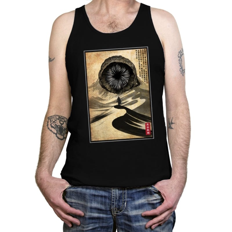 Dune Woodblock - Tanktop Tanktop RIPT Apparel X-Small / Black