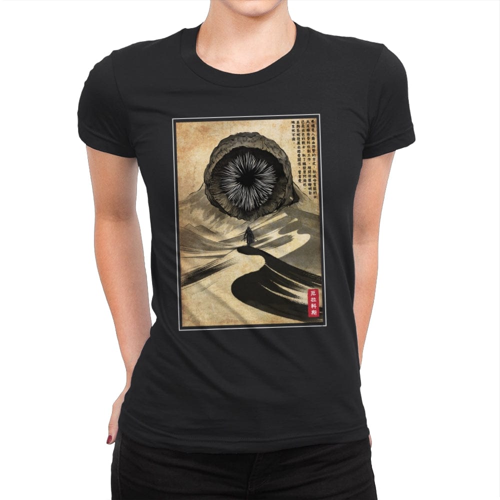 Dune Woodblock - Womens Premium T-Shirts RIPT Apparel Small / Black