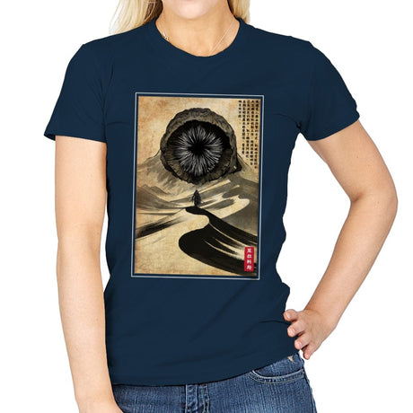 Dune Woodblock - Womens T-Shirts RIPT Apparel Small / Navy