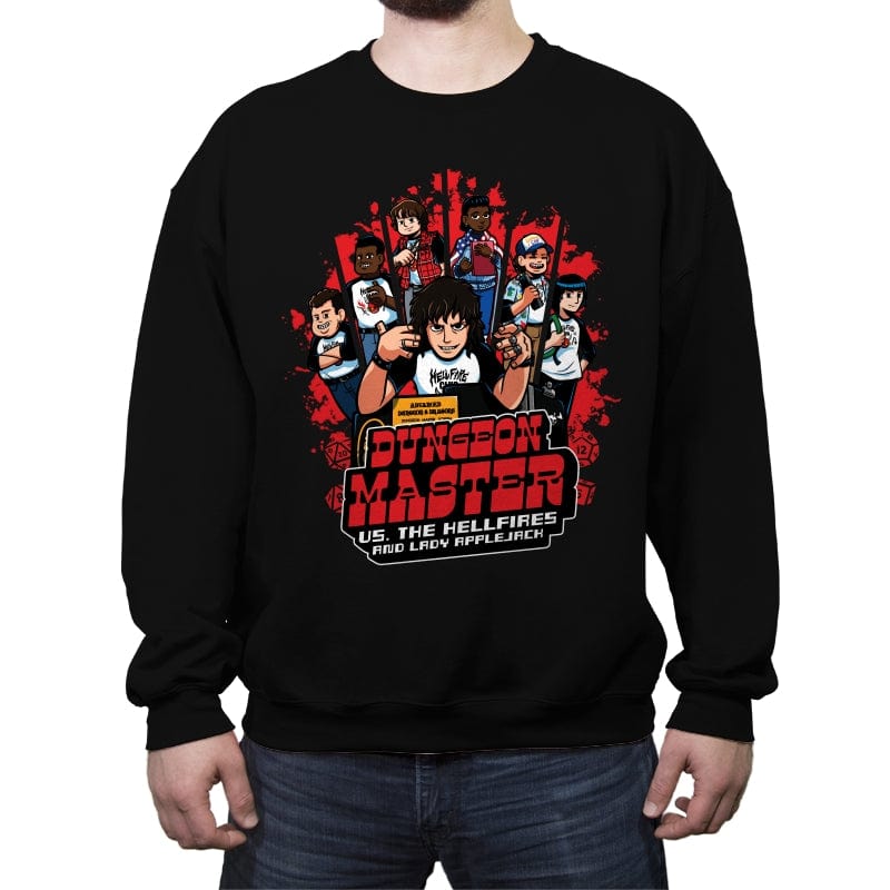 Dungeon Master vs. The Hellfires and Lady Applejack - Crew Neck Sweatshirt Crew Neck Sweatshirt RIPT Apparel Small / Black