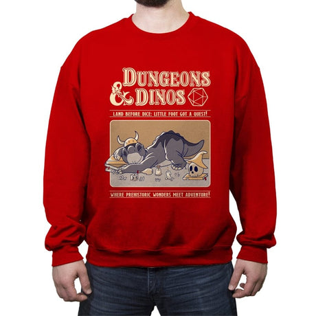Dungeons and Dinos - Crew Neck Sweatshirt Crew Neck Sweatshirt RIPT Apparel Small / Red