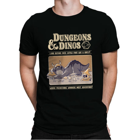 Dungeons and Dinos - Mens Premium T-Shirts RIPT Apparel Small / Black