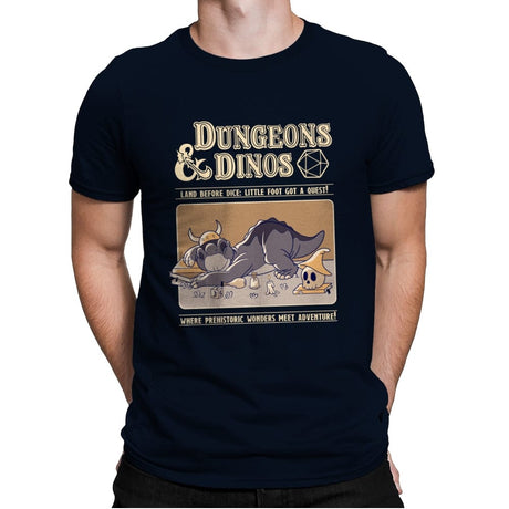 Dungeons and Dinos - Mens Premium T-Shirts RIPT Apparel Small / Midnight Navy