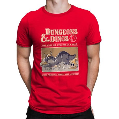 Dungeons and Dinos - Mens Premium T-Shirts RIPT Apparel Small / Red