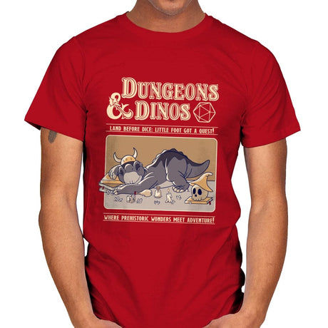 Dungeons and Dinos - Mens T-Shirts RIPT Apparel Small / Red