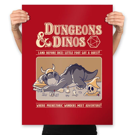 Dungeons and Dinos - Prints Posters RIPT Apparel 18x24 / Red
