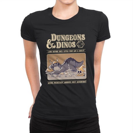 Dungeons and Dinos - Womens Premium T-Shirts RIPT Apparel Small / Black