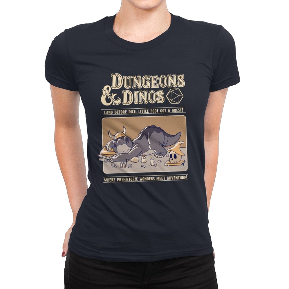 Dungeons and Dinos - Womens Premium T-Shirts RIPT Apparel Small / Midnight Navy