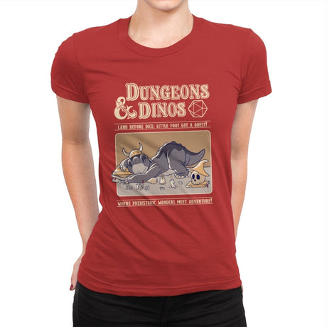Dungeons and Dinos - Womens Premium T-Shirts RIPT Apparel Small / Red