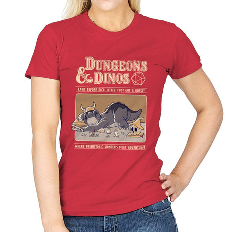 Dungeons and Dinos - Womens T-Shirts RIPT Apparel Small / Red