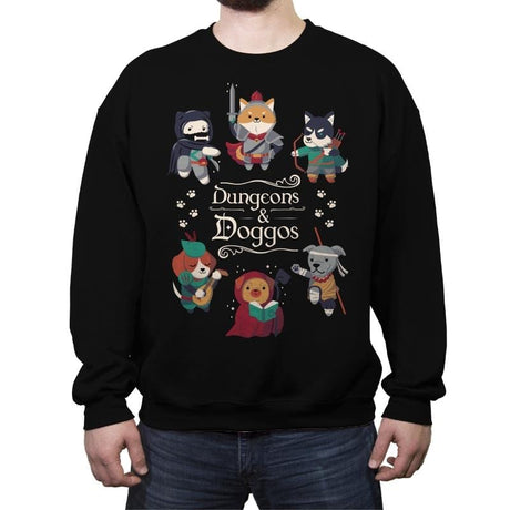 Dungeons and Doggos - Crew Neck Sweatshirt Crew Neck Sweatshirt RIPT Apparel Small / Black