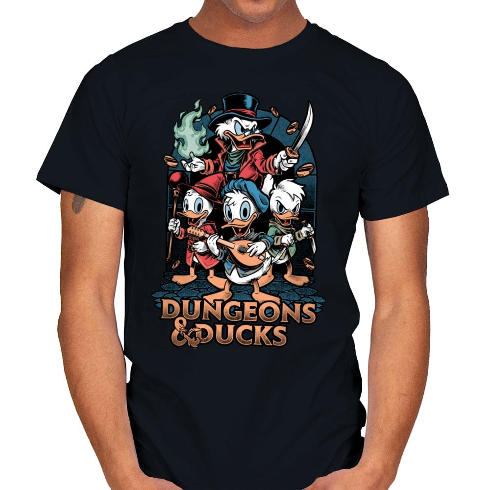 Dungeons and Ducks Cartoon - Mens T-Shirts RIPT Apparel Small / Black
