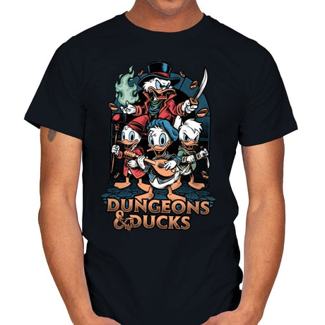 Dungeons and Ducks Cartoon - Mens T-Shirts RIPT Apparel Small / Black