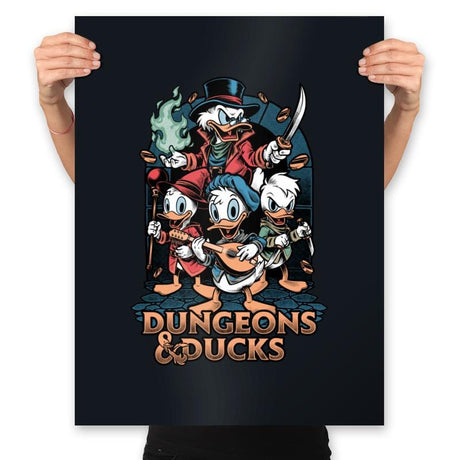 Dungeons and Ducks Cartoon - Prints Posters RIPT Apparel 18x24 / Black