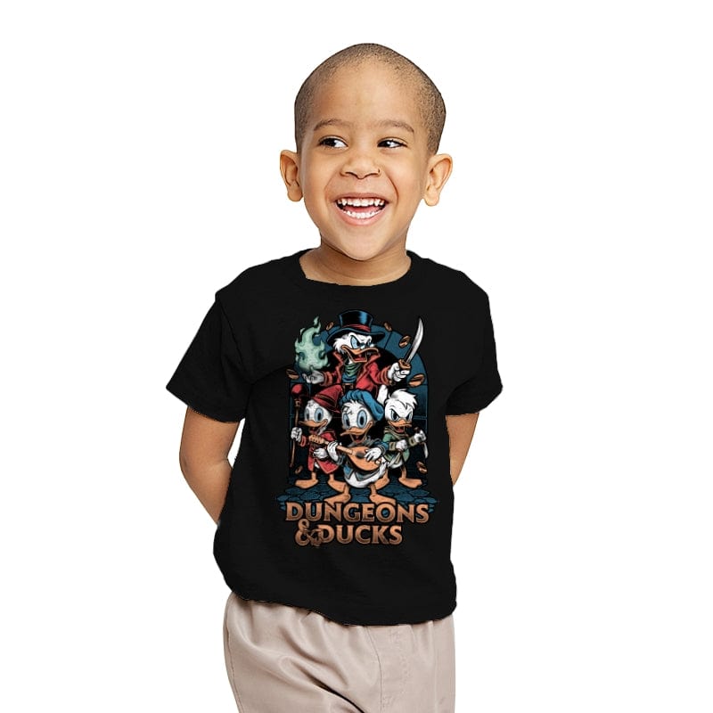 Dungeons and Ducks Cartoon - Youth T-Shirts RIPT Apparel X-small / Black