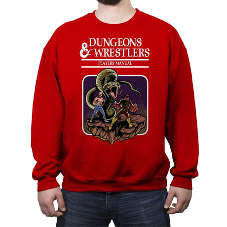 Dungeons and Wrestlers - Crew Neck Sweatshirt Crew Neck Sweatshirt RIPT Apparel Small / Red