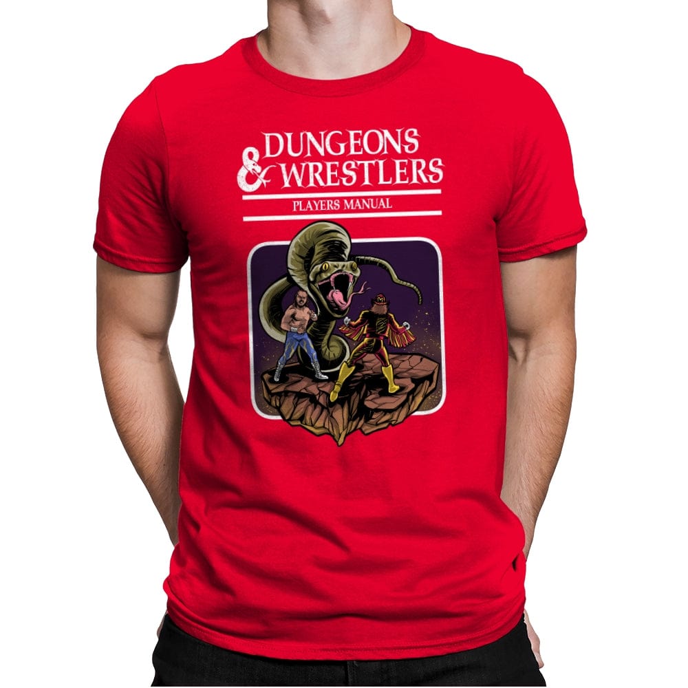 Dungeons and Wrestlers - Mens Premium T-Shirts RIPT Apparel Small / Red