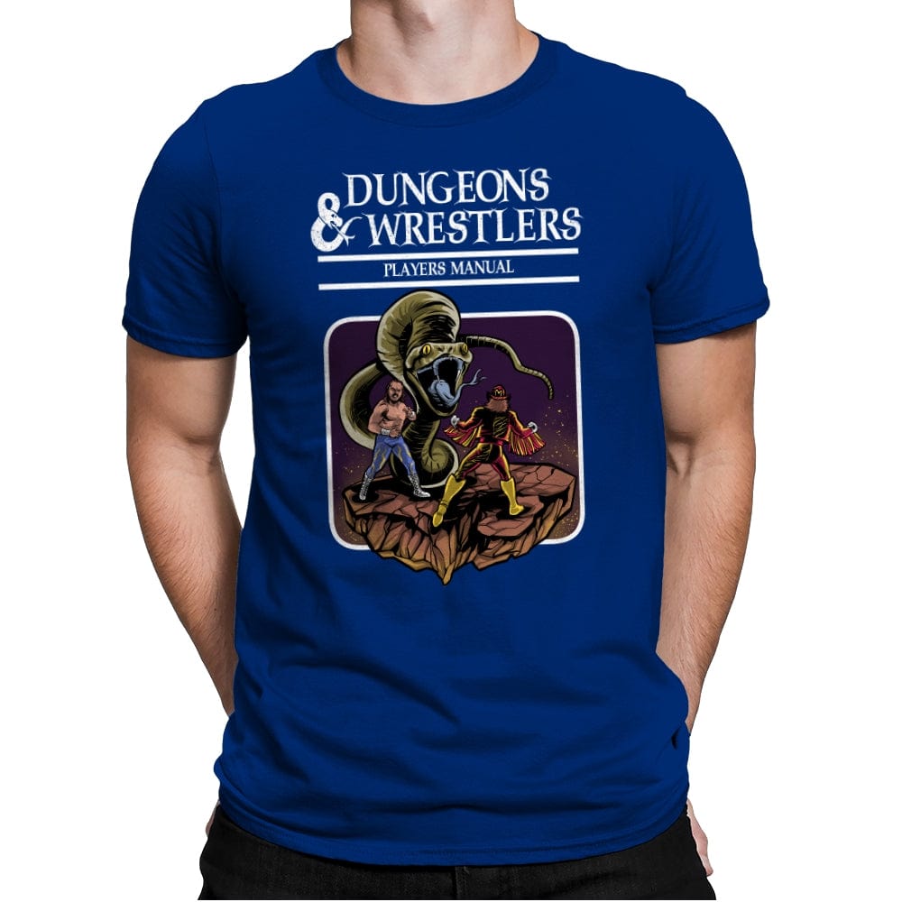 Dungeons and Wrestlers - Mens Premium T-Shirts RIPT Apparel Small / Royal