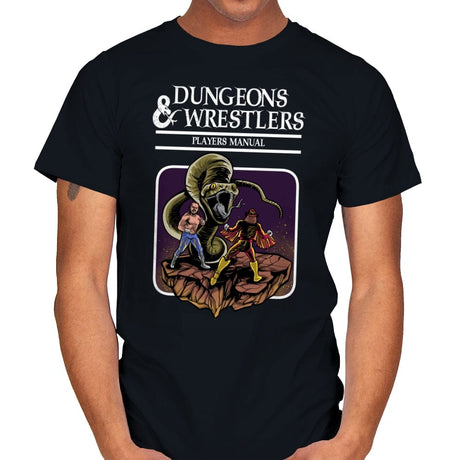 Dungeons and Wrestlers - Mens T-Shirts RIPT Apparel Small / Black
