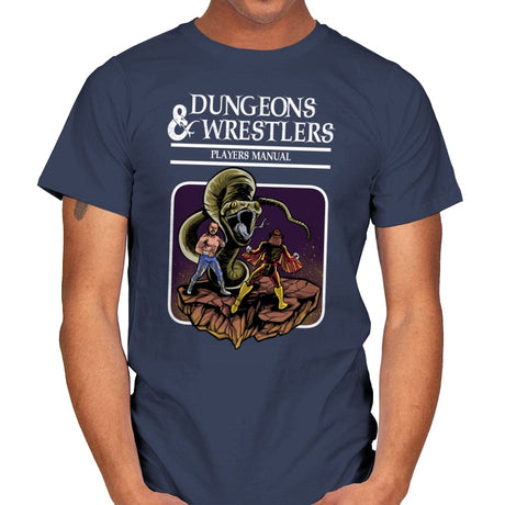 Dungeons and Wrestlers - Mens T-Shirts RIPT Apparel Small / Navy