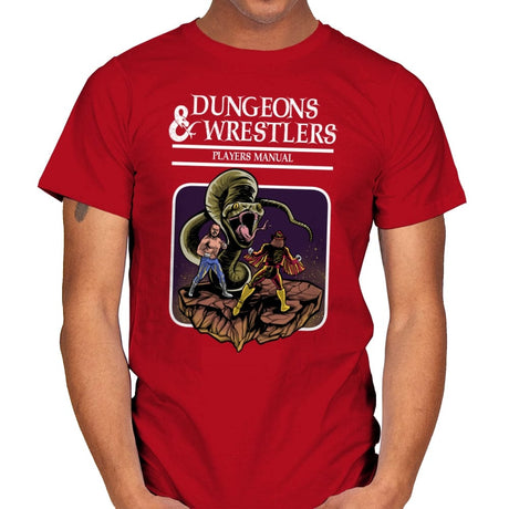 Dungeons and Wrestlers - Mens T-Shirts RIPT Apparel Small / Red