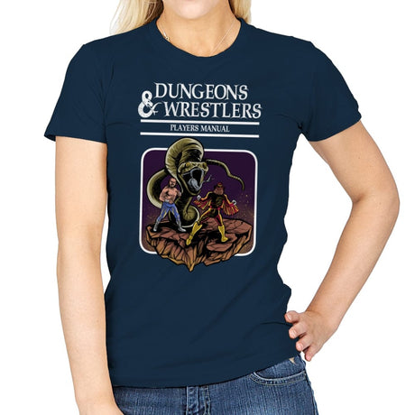 Dungeons and Wrestlers - Womens T-Shirts RIPT Apparel Small / Navy