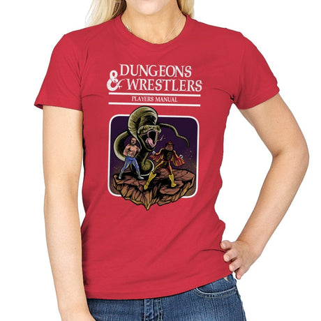 Dungeons and Wrestlers - Womens T-Shirts RIPT Apparel Small / Red