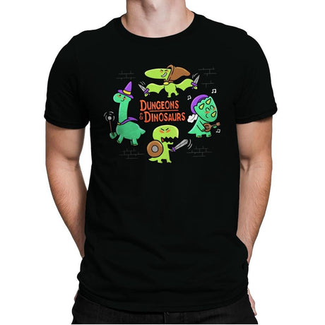 Dungeons & Dinosaurs - Mens Premium T-Shirts RIPT Apparel Small / Black