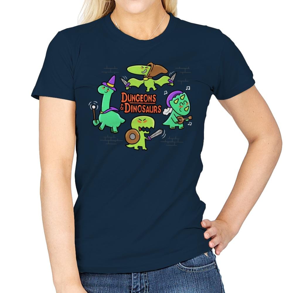 Dungeons & Dinosaurs - Womens T-Shirts RIPT Apparel Small / Navy