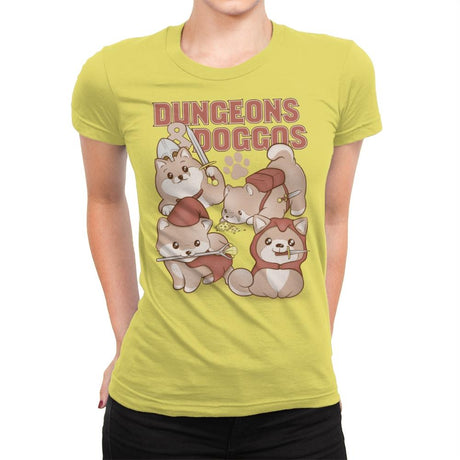 Dungeons & Doggos - Womens Premium T-Shirts RIPT Apparel Small / Vibrant Yellow
