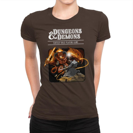 Dungeons & Dwarves - Womens Premium T-Shirts RIPT Apparel Small / Dark Chocolate
