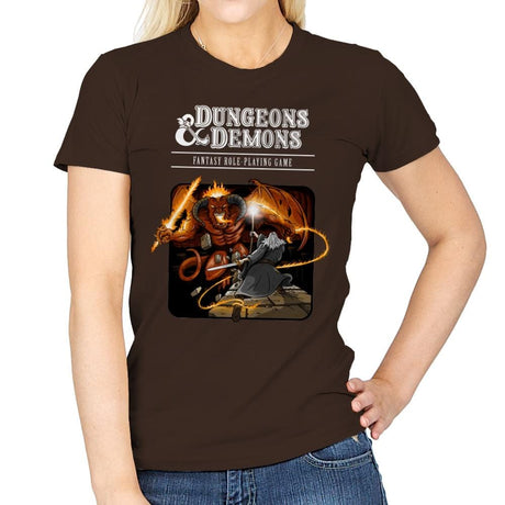 Dungeons & Dwarves - Womens T-Shirts RIPT Apparel Small / Dark Chocolate