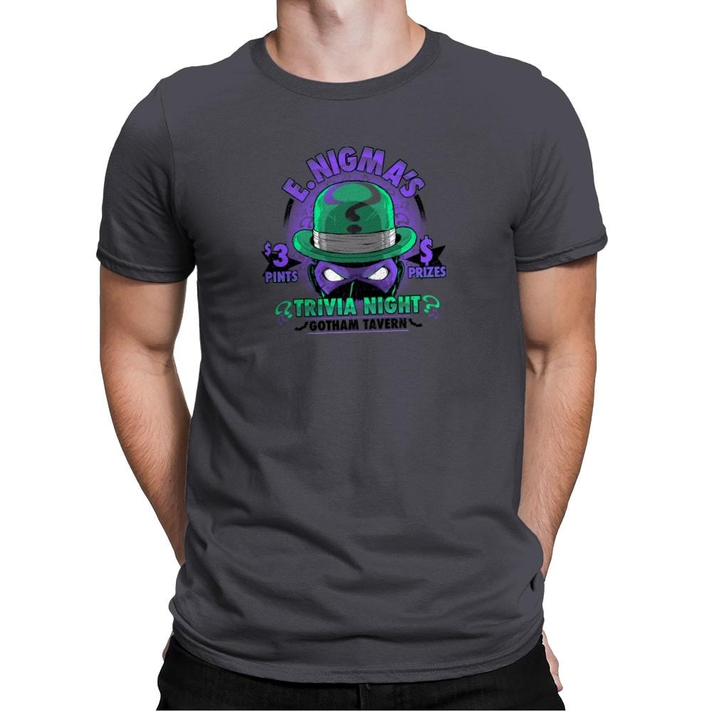 E. Nigma's Trivia Night Exclusive - Mens Premium T-Shirts RIPT Apparel Small / Heavy Metal