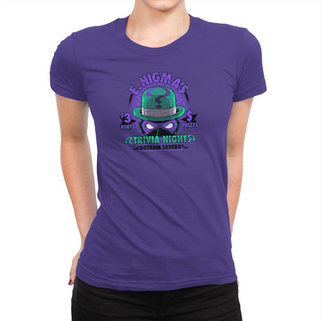 E. Nigma's Trivia Night Exclusive - Womens Premium T-Shirts RIPT Apparel Small / Purple Rush