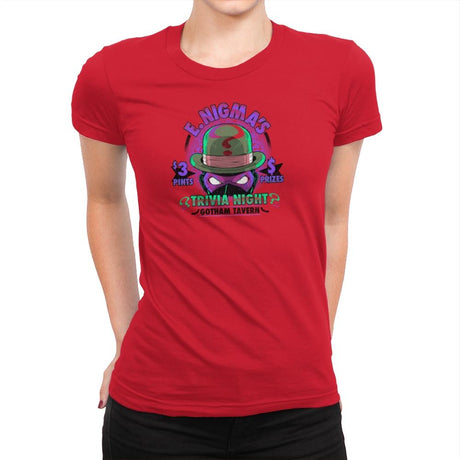 E. Nigma's Trivia Night Exclusive - Womens Premium T-Shirts RIPT Apparel Small / Red