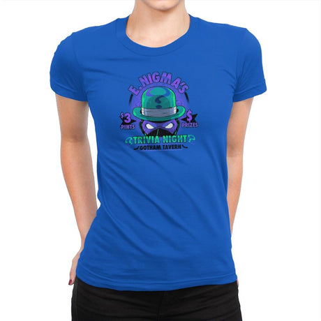 E. Nigma's Trivia Night Exclusive - Womens Premium T-Shirts RIPT Apparel Small / Royal